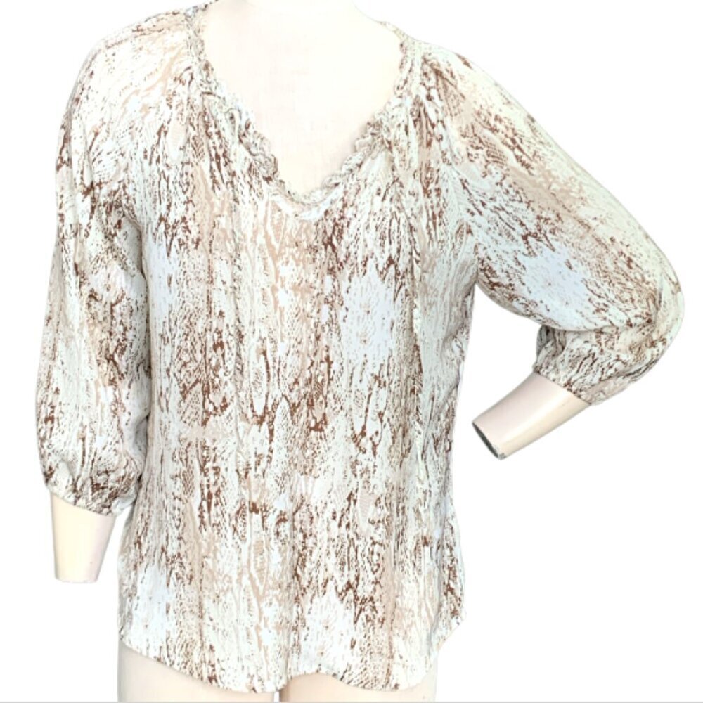 Apt 9 Abstract‎ Snake Print V-Neck/Tie Neck Blouse Sz S #101L